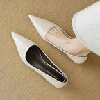 Damen elegante Slipper mit spitzem Zehenbereich und komfortablem Blockabsatz