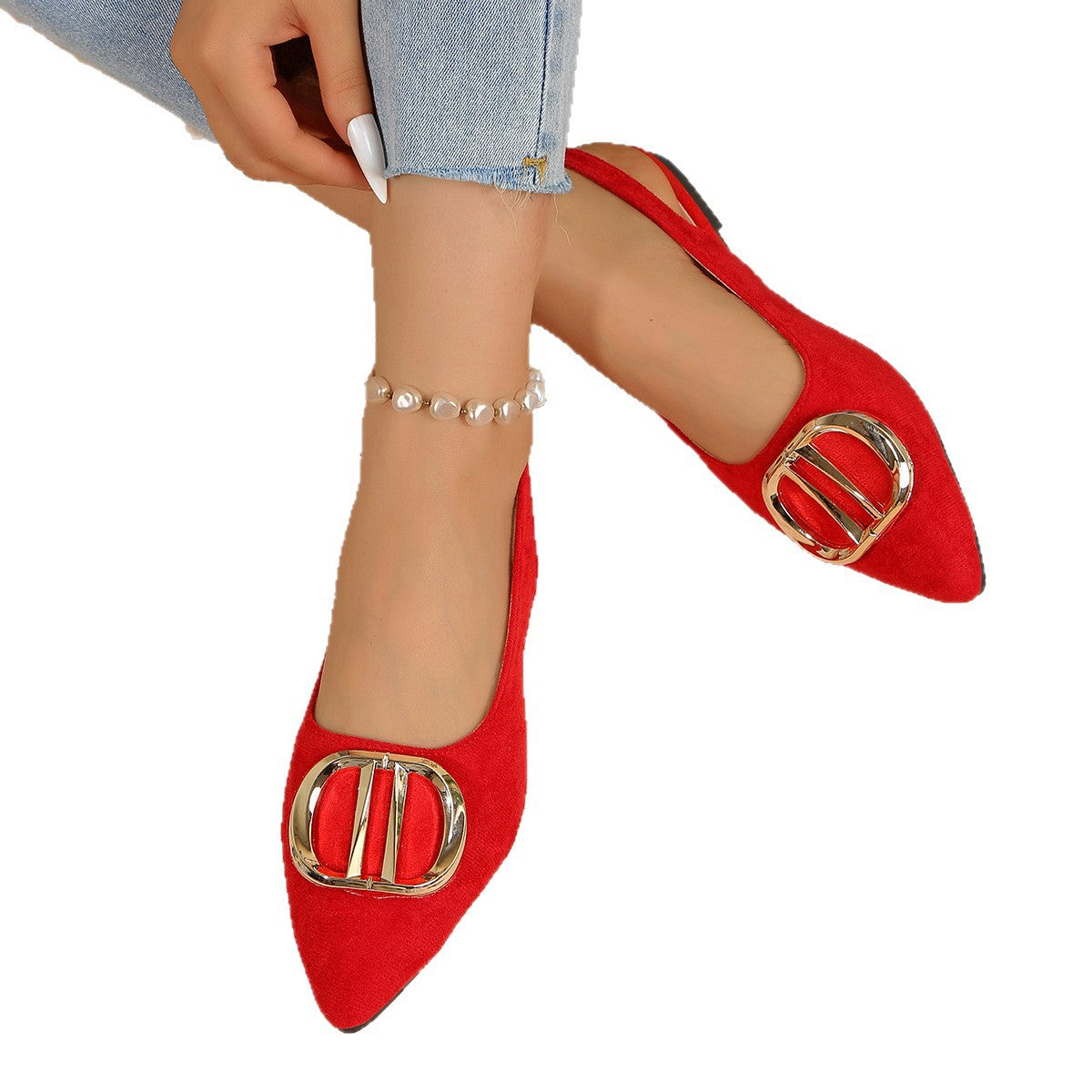 Damen Elegante Slingback-Ballerinas mit raffiniertem Schmuckdetail R&B