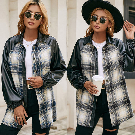 Damen modische Karomuster Jacke mit ärmeln R&B