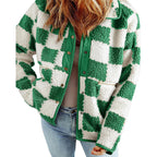 Damen Kuschelige Schafwolljacke mit modernen Karomustern R&B