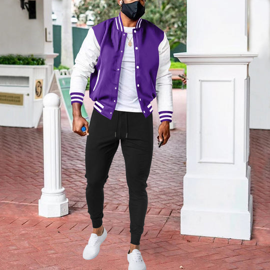 Herren sportliche Collegejacke mit praktischen Taschen und atmungsaktiver Baumwolle R&B
