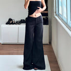 Damen Weite Flared-Hose mit hohem Bund und seitlichen Taschen R&B