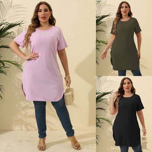 Damen modernes Kurzarm-Tunika-Kleid R&B