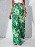 R&B | Bedruckte Freizeithose mit hoher Taille und weitem Bein