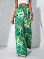 R&B | Bedruckte Freizeithose mit hoher Taille und weitem Bein