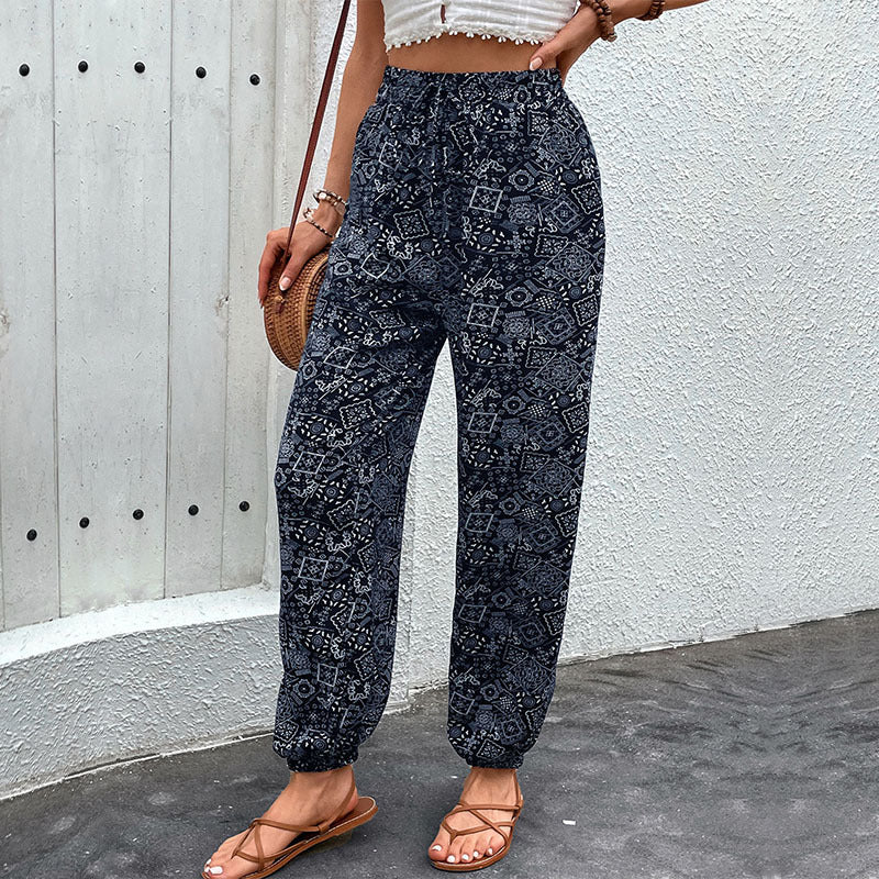 Damen Lockere Haremshose mit elastischem Bund und seitlichen Taschen R&B
