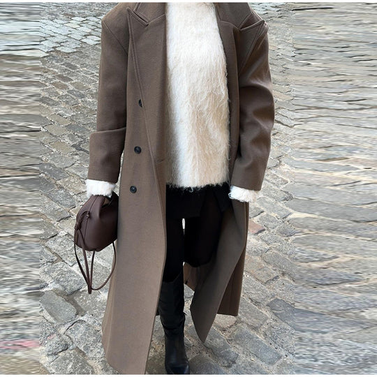 Damen Eleganter doppelt geknöpfter Trenchcoat mit taillierbarem Gürtel und schickem Schnitt R&B