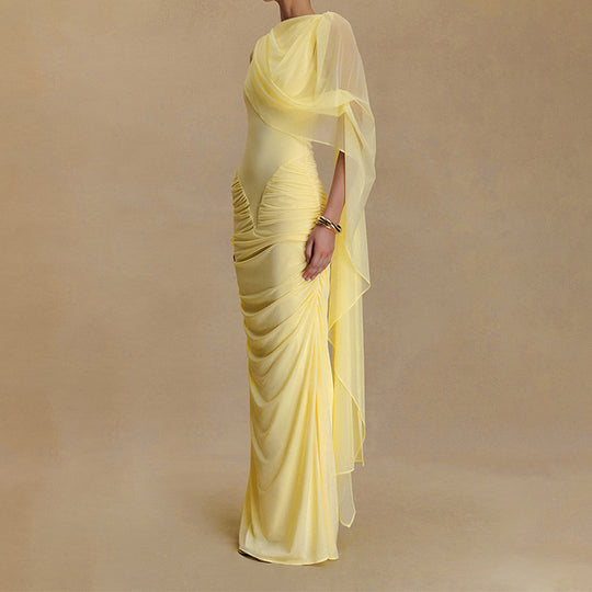 Damen Glamouröses Abendkleid mit asymmetrischem Dekolleté und elegantem Drapierungsdesign R&B