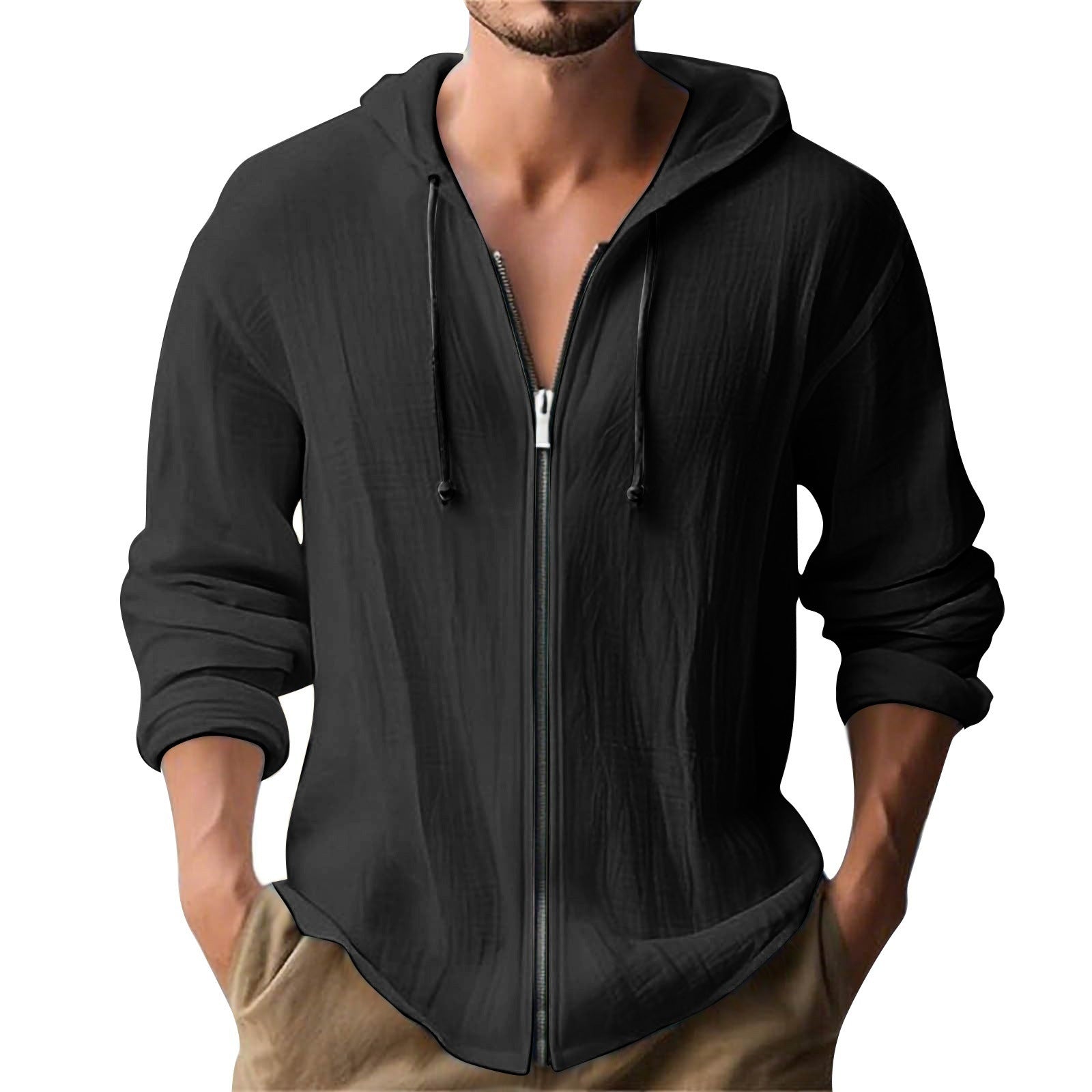 Herren lässige Kapuzenjacke mit Reißverschluss R&B