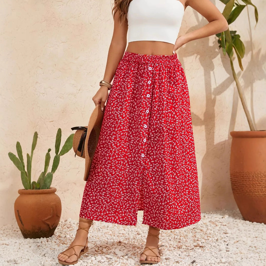 Damen Maxirock mit floralem Design und hohem Schlitz R&B