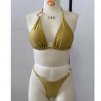 Damen Triangel-Bikini-Set mit modischen Metallringen R&B