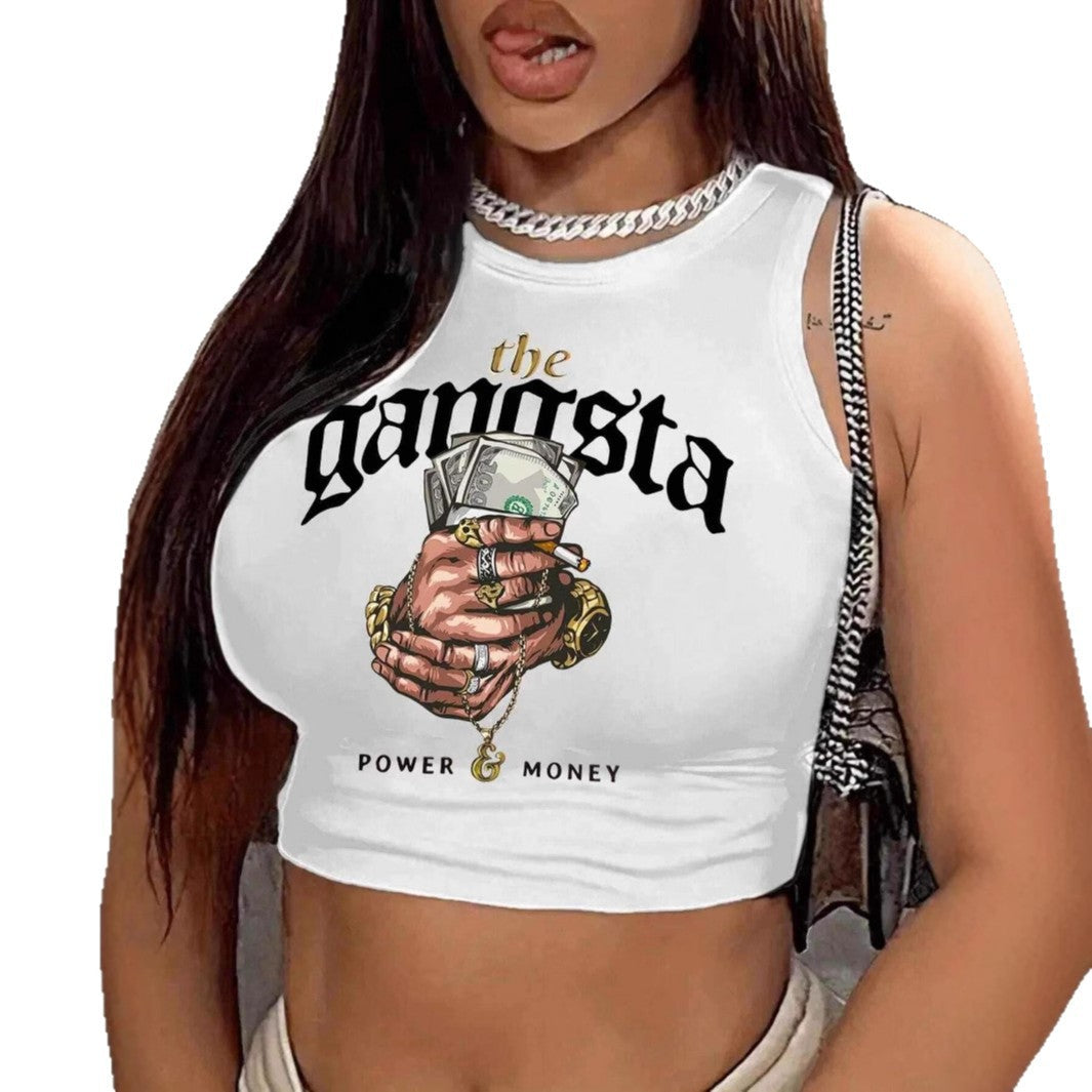 Damen Crop-Top mit urbanem Grafikdruck und trendigem Stil R&B