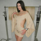 Damen elegantes Oversized Kleid mit transparenten Einschnitten und R&Brnem Design R&B