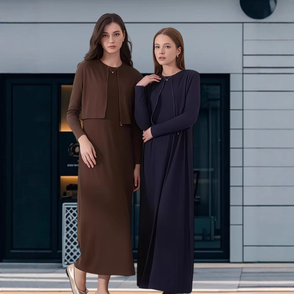 Damen Modisches Maxikleid mit eleganter Silhouette und Langarm R&B