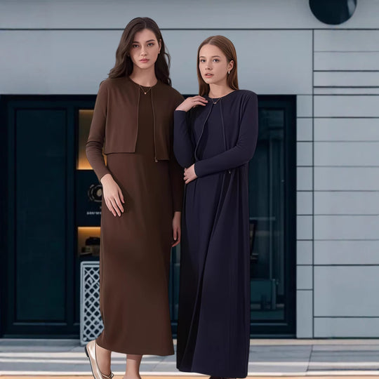 Damen Modisches Maxikleid mit eleganter Silhouette und Langarm R&B