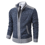 Herren Strickjacke mit modernem Zipper und hochwertiger Struktur