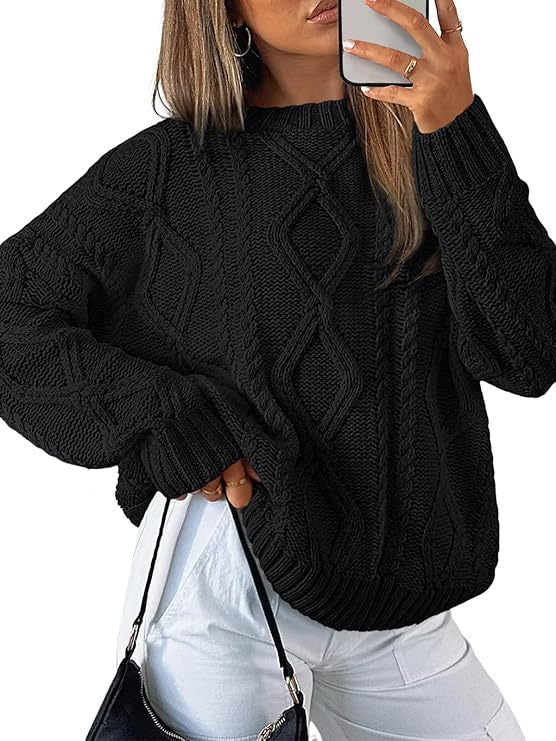 Damen Relaxed Strickpullover mit Zopfmuster R&B