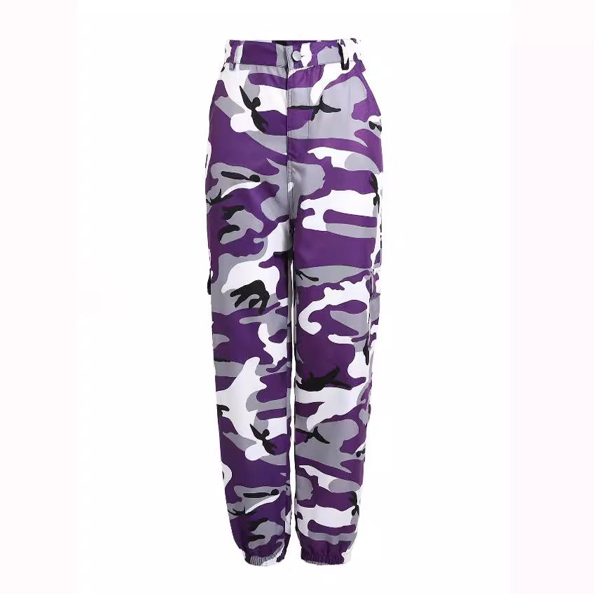 Damen Cargohose im modernen Camouflage-Design mit praktischen Taschen und elastischem Bund R&B