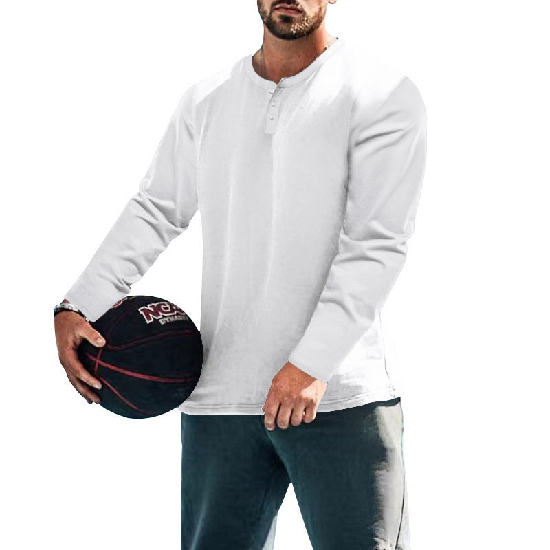 Herren Langärmliges T-Shirt mit Knopfleiste R&B