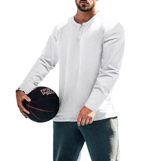 Herren Langärmliges T-Shirt mit Knopfleiste R&B