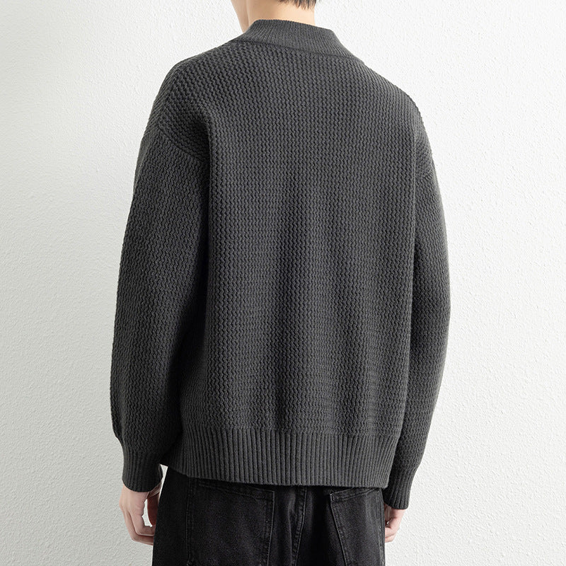 Herren Strickjacke mit hohem Kragen und praktischen Reißverschluss