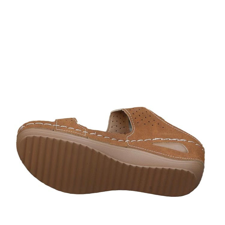 Damen bequeme Riemchen-Sandalen mit modischem Schlangenmuster und flexiblem Fußbett R&B