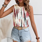 Damen Crop-Top mit Knopfleiste und modernem Grafikdesign R&B