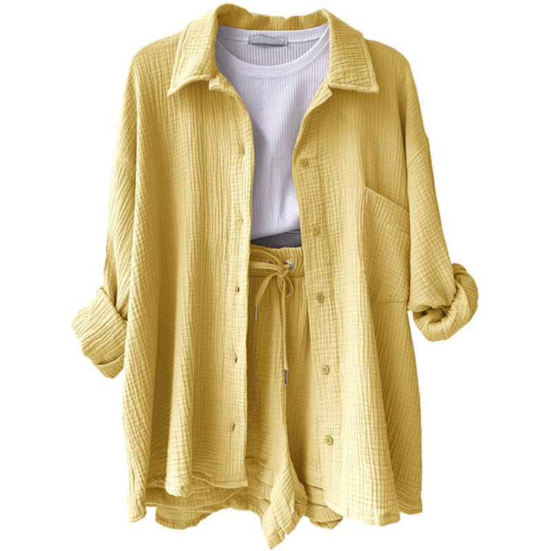 Damen lässige Oversized-Hemdjacke mit Gürtel R&B