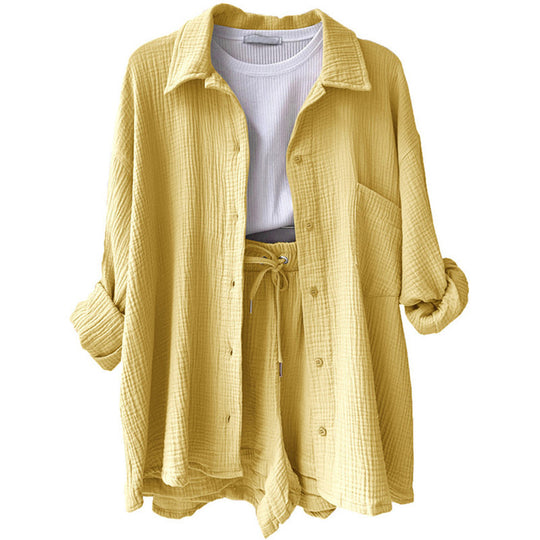Damen lässige Oversized-Hemdjacke mit Gürtel R&B