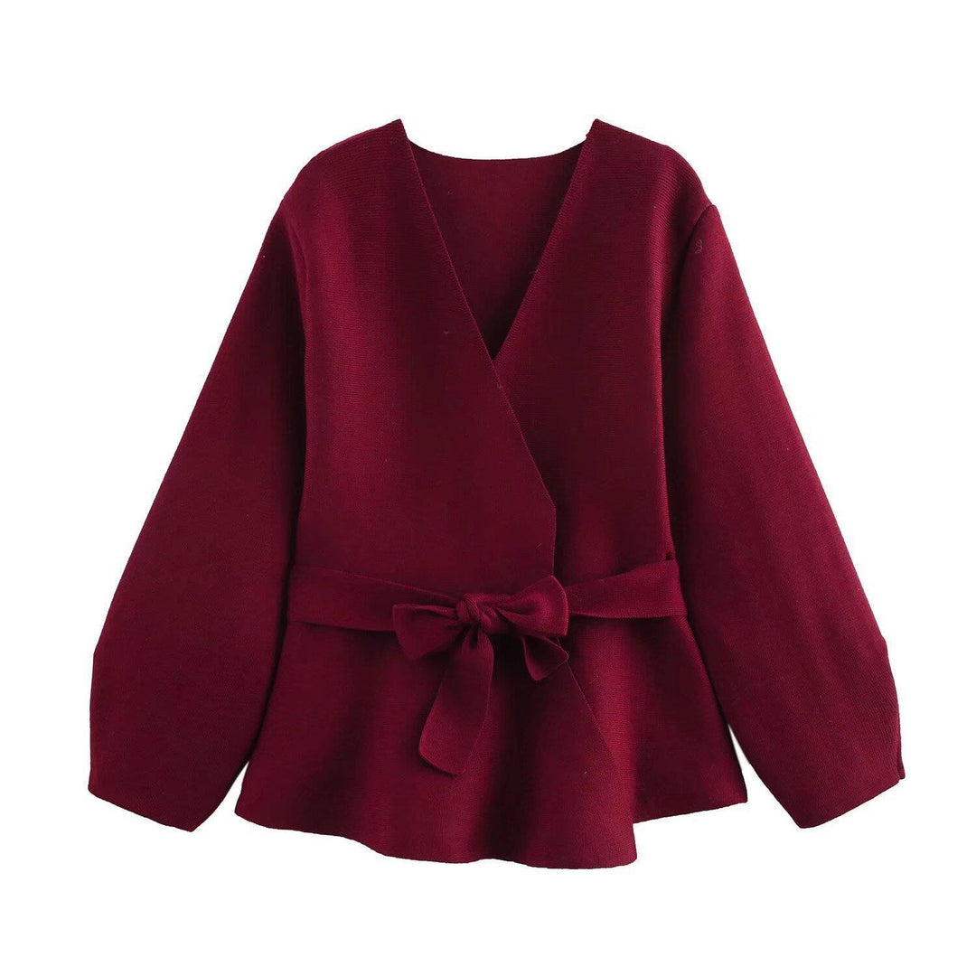 Damen Wickeljacke mit eleganter Taillierung und Bogenmotiv R&B