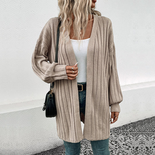 Damen Strickjacke mit tiefem V-Ausschnitt und lässigem Schnitt R&B