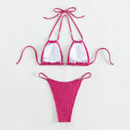 Damen Triangel-Bikini mit strukturiertem Obermaterial und goldenen Akzenten