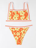 Damen Bikini-Set mit floralem Design und trendy Trägerdetails R&B