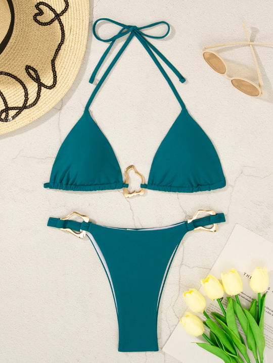 Damen Triangel-Bikini mit verstellbarem Halter und elegantem Schnallen-Detail R&B