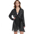 Damen Strandüberwurf mit elegantem Wickeldetail und transparentem Stoff R&B