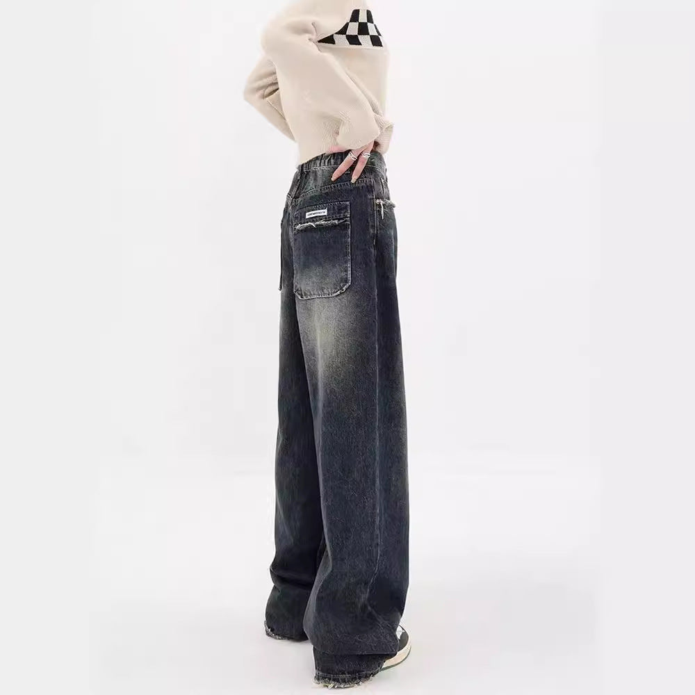 Damen Weite Baggy-Jeans mit authentischem Used-Look R&B