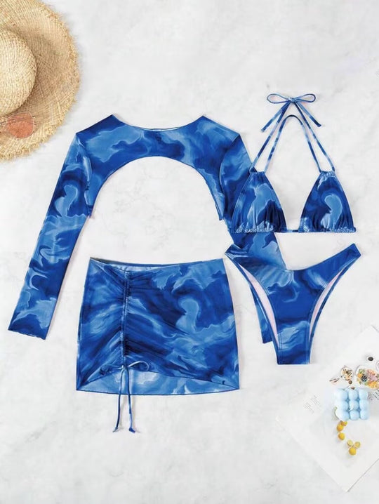 Damen Bikini-Set mit raffiniertem Rückenausschnitt und modischer Wickelrock R&B