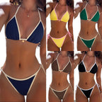 Damen Triangel-Bikini mit verstellbaren Trägern und eleganter Ziernaht R&B