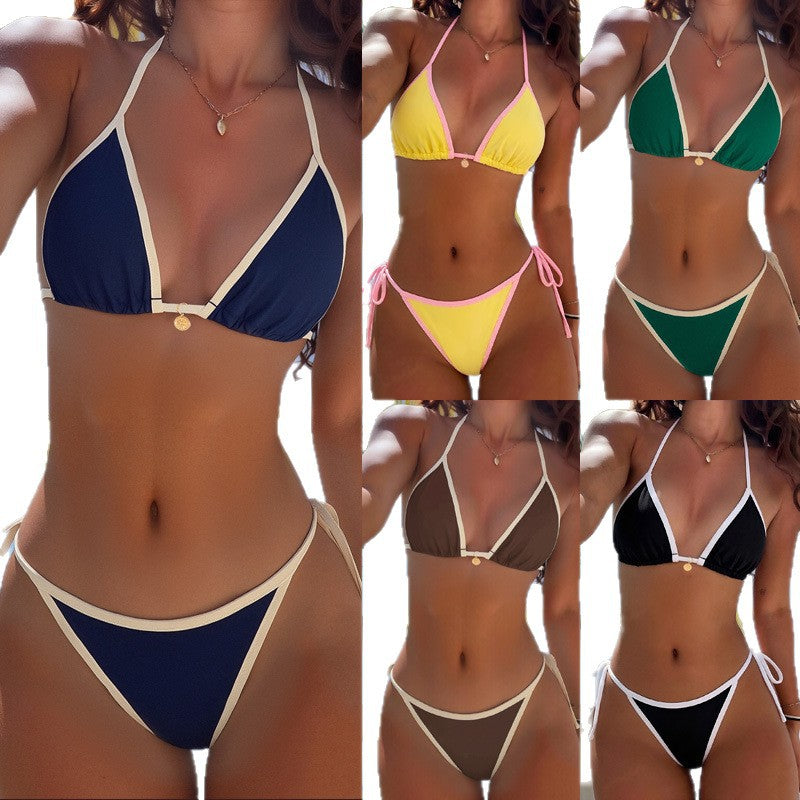 Damen Triangel-Bikini mit verstellbaren Trägern und eleganter Ziernaht R&B