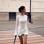 Damen Figurbetontes Minikleid mit gerafftem Design und schimmerndem Saum