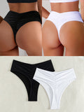 Damen Hochtaillierte Bikini-Hose mit elegantem Rüschendesign R&B