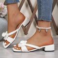 Damen offene Sandalen mit trendigem Blumenapplikationsdesign und komfortablem Blockabsatz R&B