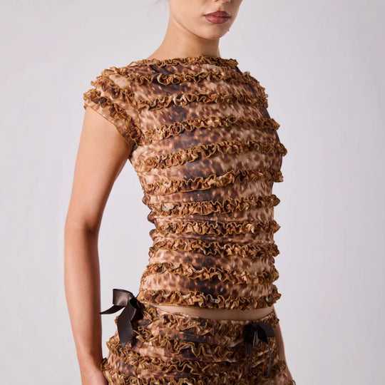 Damen Casual Lounge Set mit Volant-Design R&B