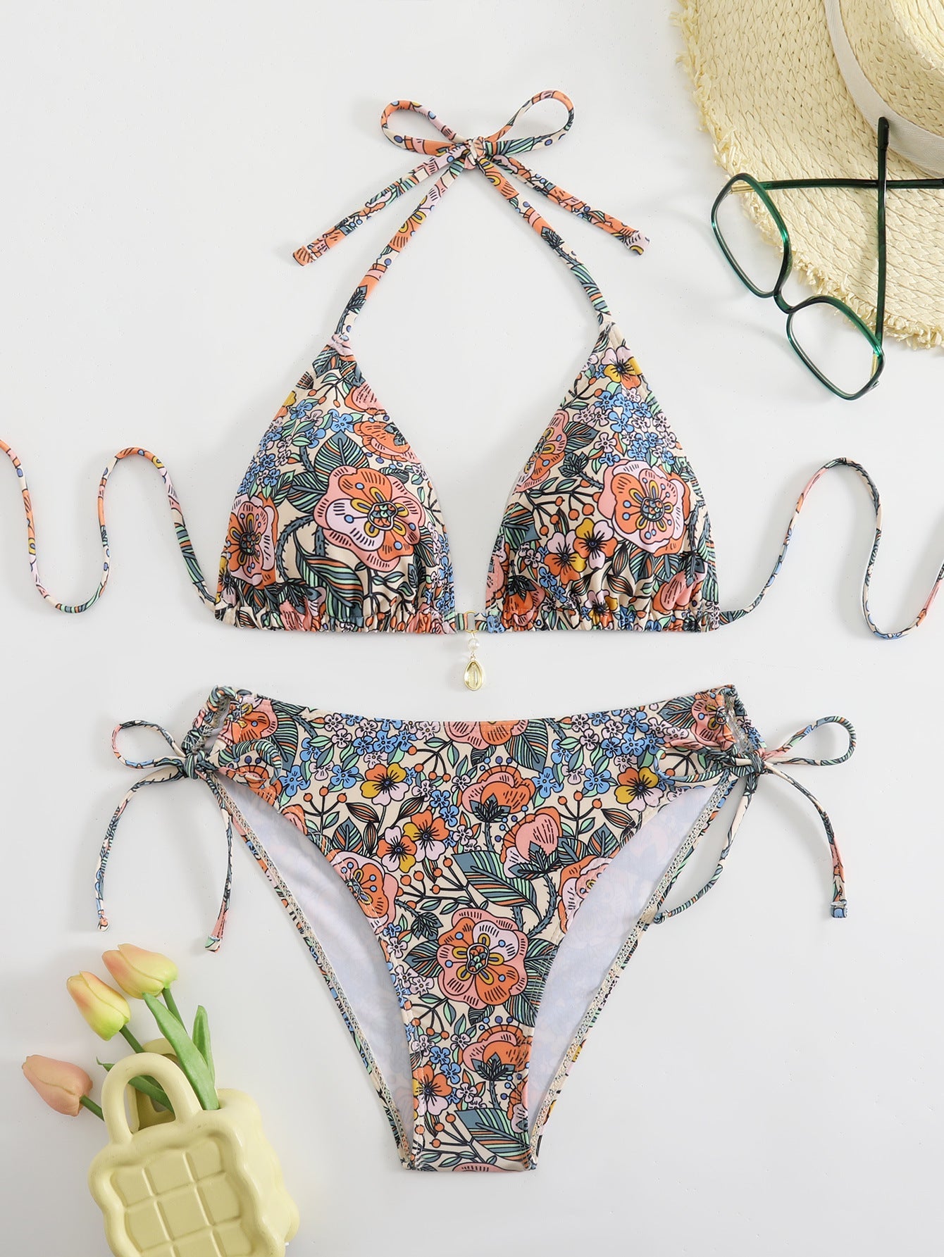 Damen Blumenmuster Bikini-Set R&B