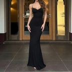 Damen Maxi-Kleid mit verstellbaren Spaghetti-Trägern und elegantem Rückenausschnitt R&B