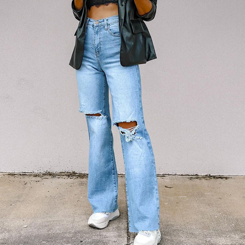 Damen Flared Jeans mit modernen Destroyed-Details R&B