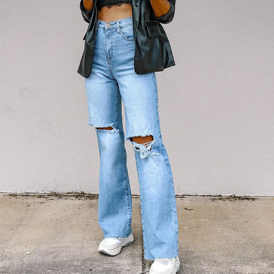 Damen Flared Jeans mit modernen Destroyed-Details R&B