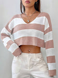 Damen Gemusterter Crop-Pullover R&B