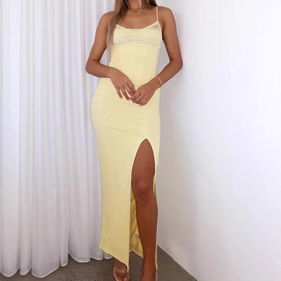 Damen Langärmeliges Maxikleid mit Rüschendetails und seitlichem Schlitz R&B