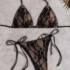 Damen Spitzen-Bikini-Set mit verstellbaren Trägern und dekorativen Details R&B